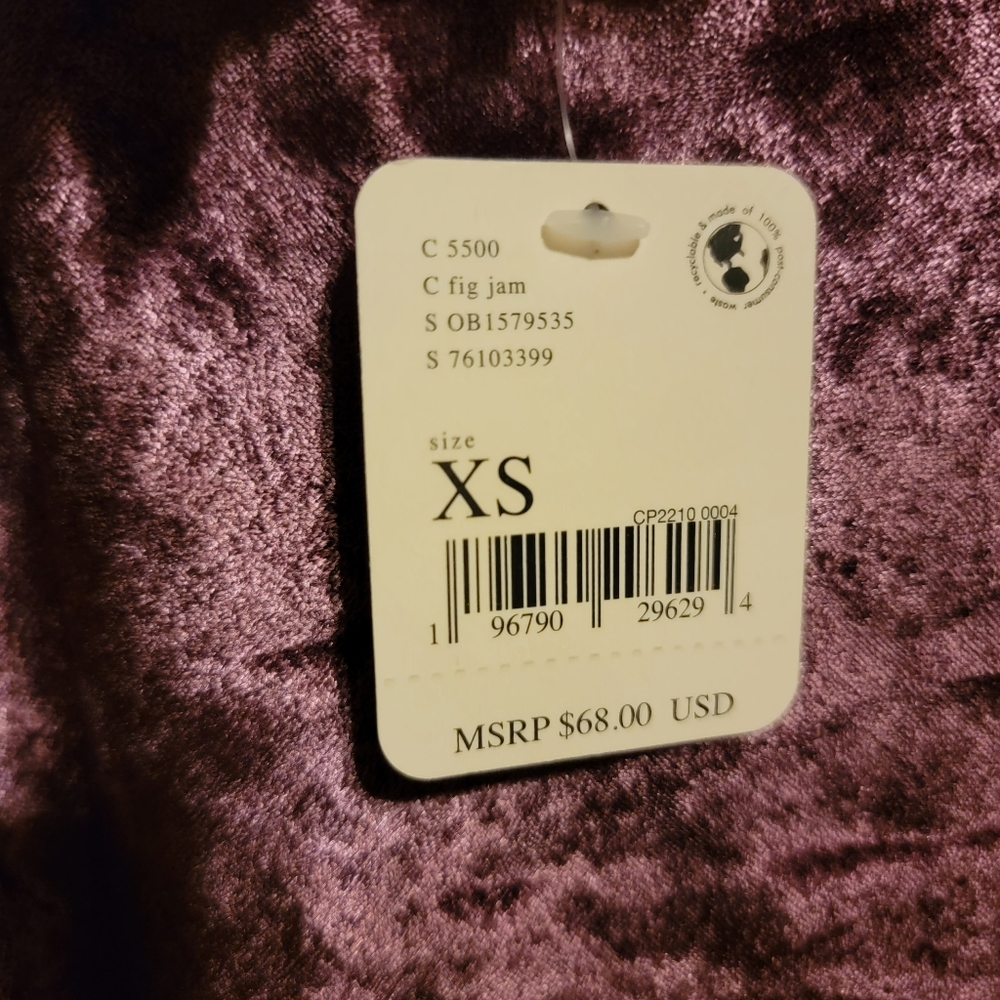 NWT Free People All Night Velvet Tunic Top Purple Fig Jam Cami Size XS - Picture 6 of 6